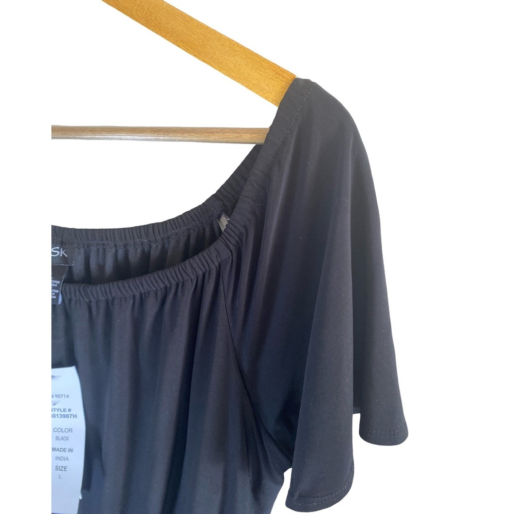 MSK Black Harem Jumpsuit Gold Ring Waist Draped Leg Large Chic Minimalist Dressy - Picture 15 of 16